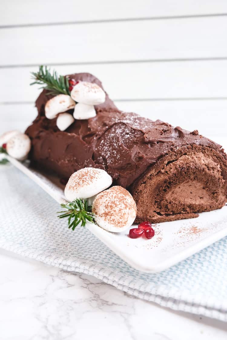 Chocolate, Caramel & Chestnut Yule Log Cake Recipe | Waitrose & Partners