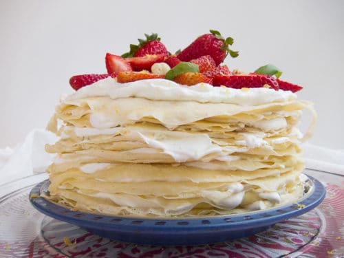 Lemon Strawberry French Mille Crepes Cake - International Desserts Blog