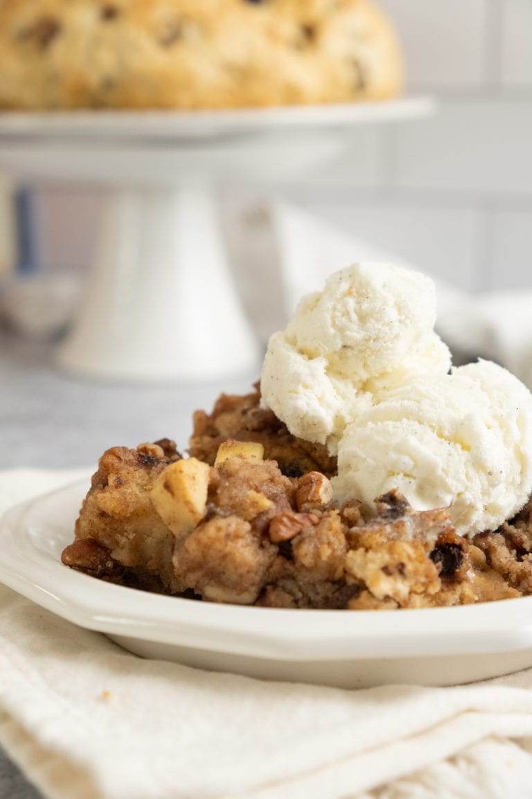 Easy Irish Soda Bread Pudding With Currants, Apple & Pecans 